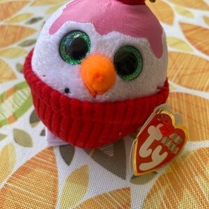 Ty Baby Beanies FLAKES Holiday Snowman Sundae 2.5" NEW Ornament Plush Toy New